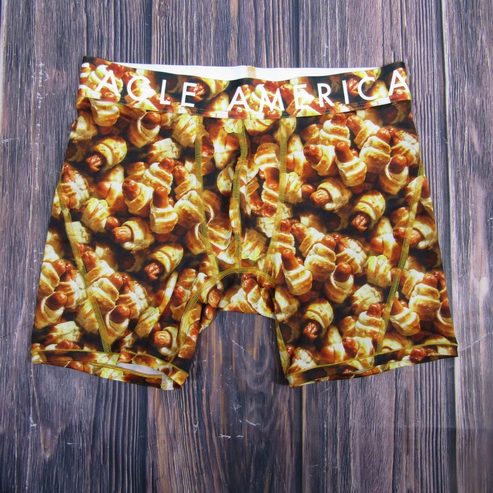 American Eagle NEW NWT Mens Medium Boxer‎ Briefs Funny Gift Hot Dog Pigs Blanket